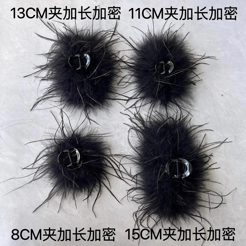 气质羽毛抓夹个性时尚羽毛后脑勺盘发抓夹超蓬松超长毛定制款抓夹