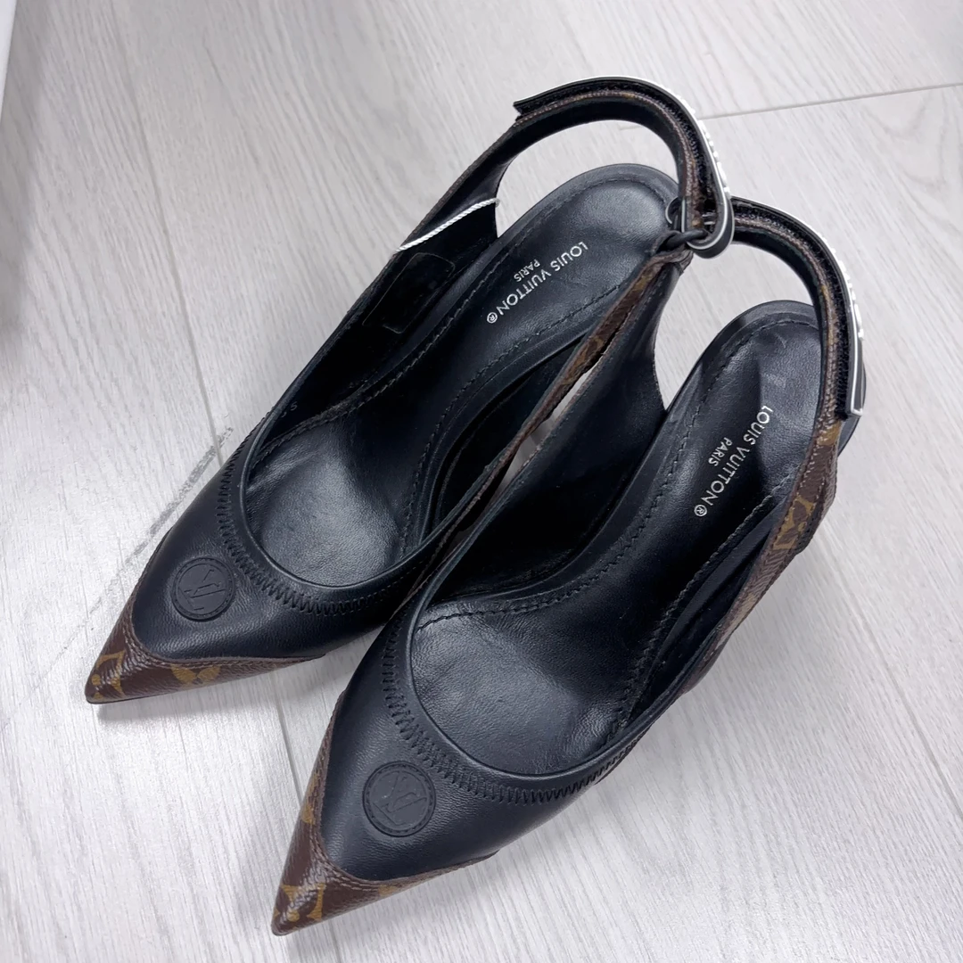 95新 LouisVuitton/路易威登 LV老花高跟35码黑色/251021ZZLAU10