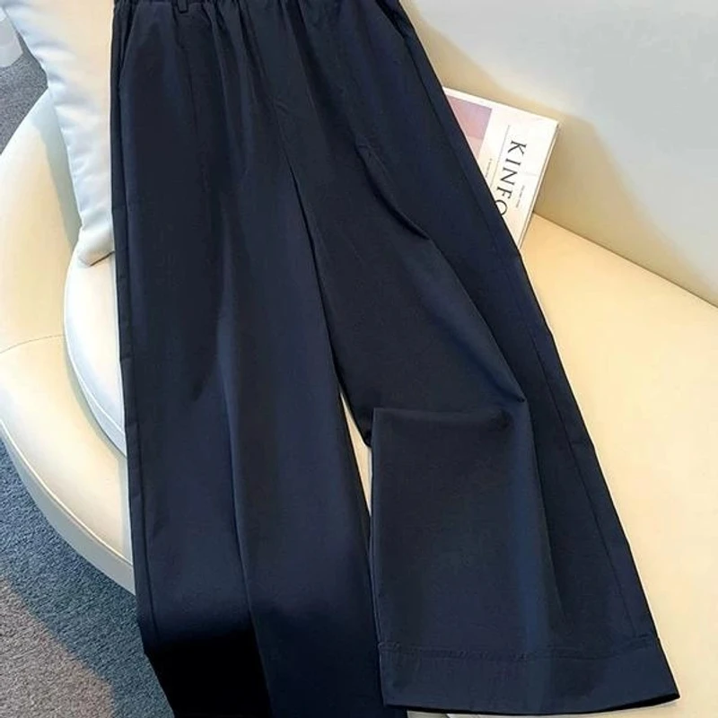 【专柜品质】K2025夏季新款高腰时尚花苞休闲裤薄款九分阔腿裤