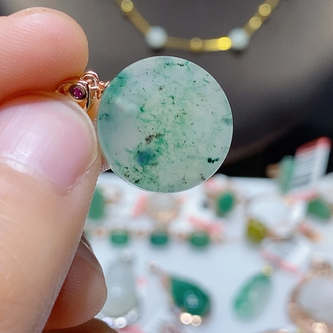 独山玉银S925镶嵌吊坠