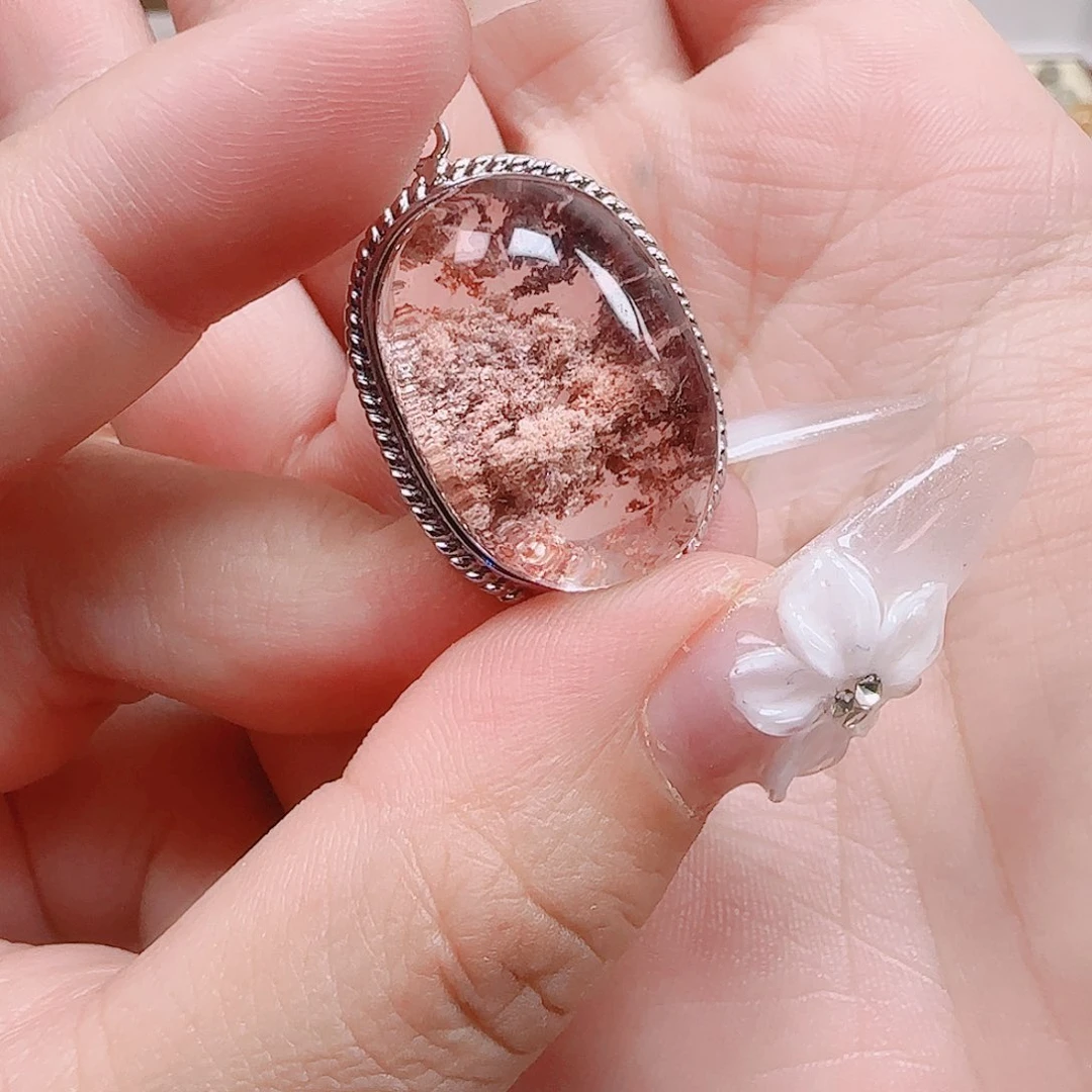 水晶手串未镶嵌米**米粉幽灵蛋面