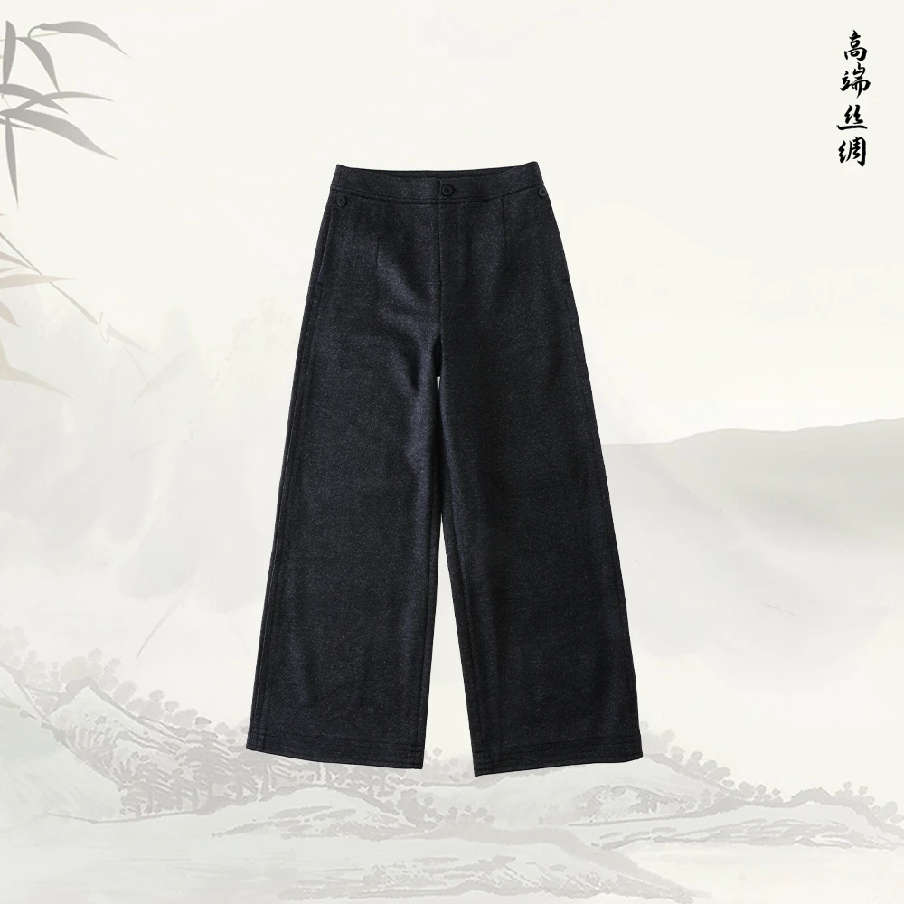 新款羊毛百搭休闲显瘦气质复古长款裤子53102