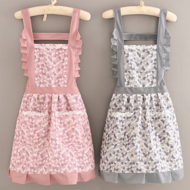 新款时尚帆布家用厨房围裙女洋气网红韩版透气围腰耐磨舒适工作服