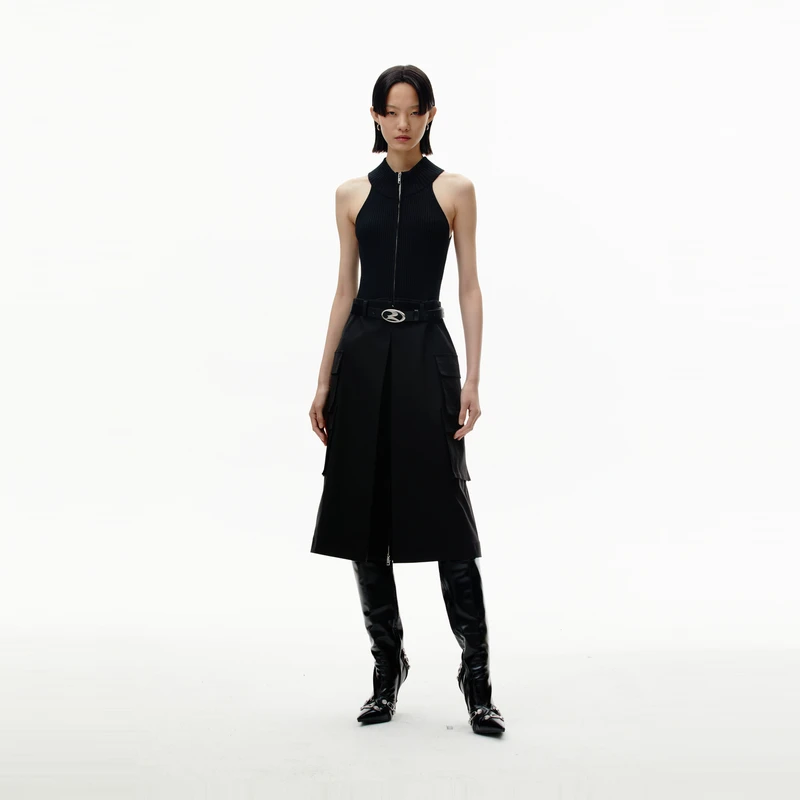 【会员专享】REVAN STUDIO气质通勤针织拼接连衣裙SN11103663