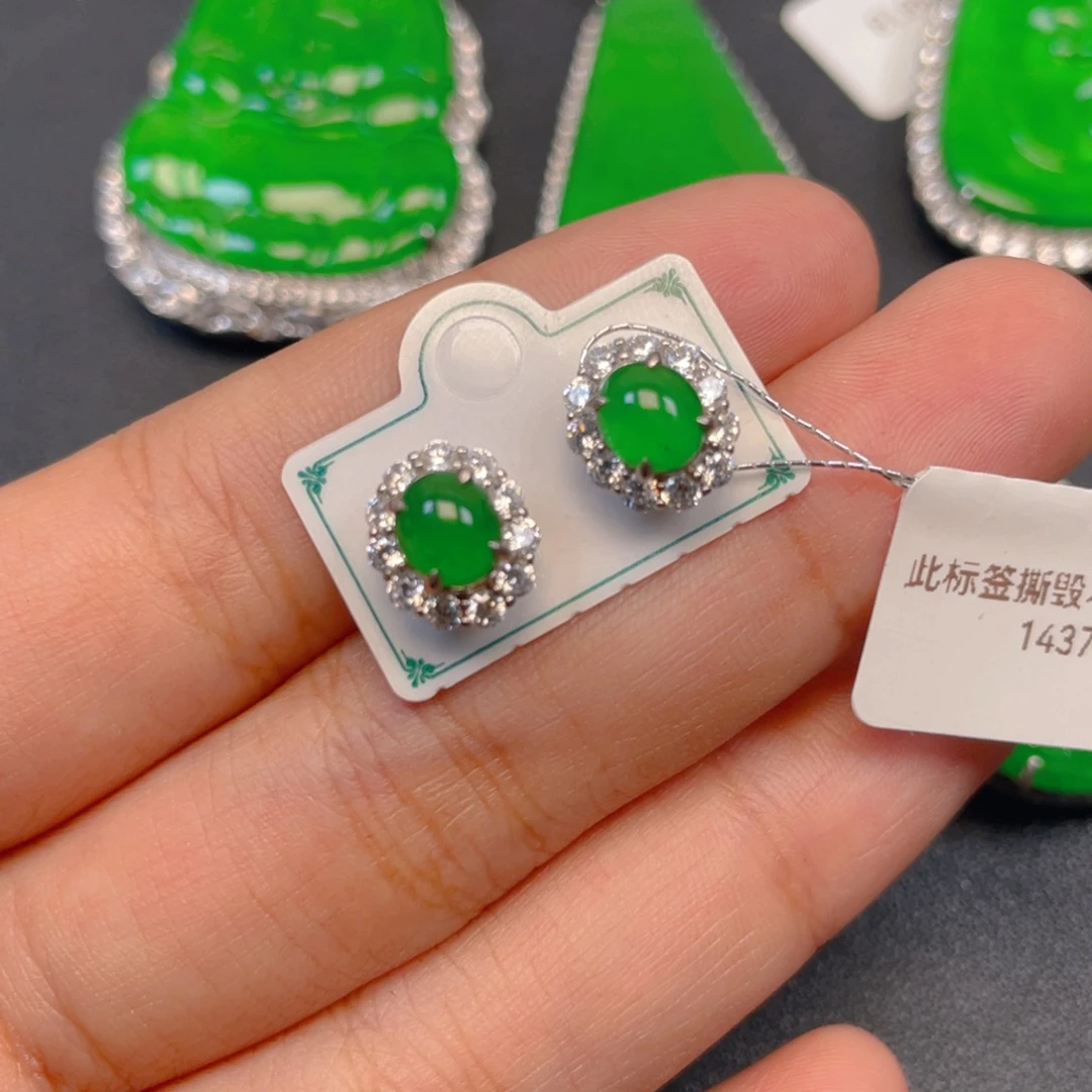 吊坠(不含链)银S925镶嵌翡翠