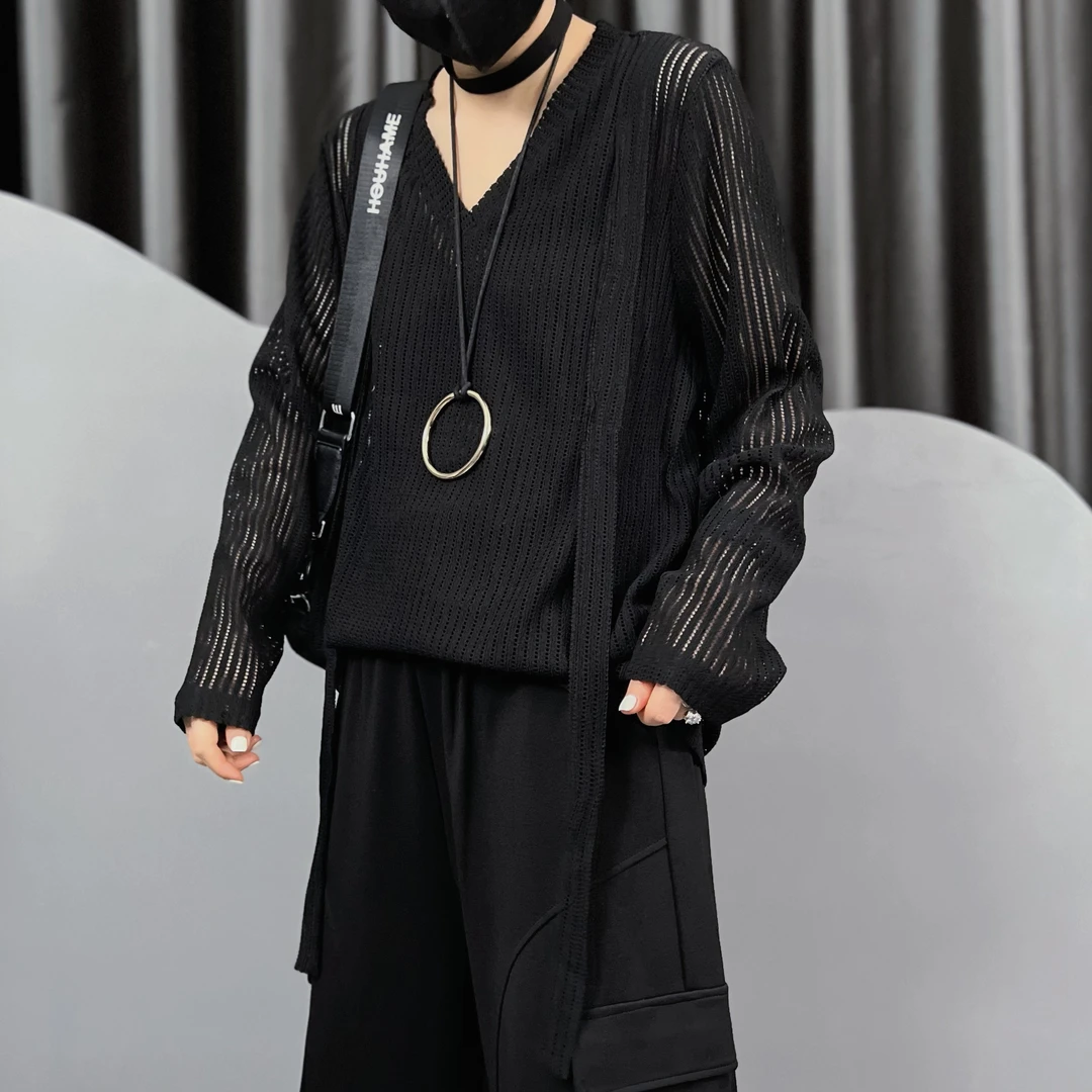 欧货潮牌女装设计师上衣JA2580针织飘带设计V领透气镂空秋季新品