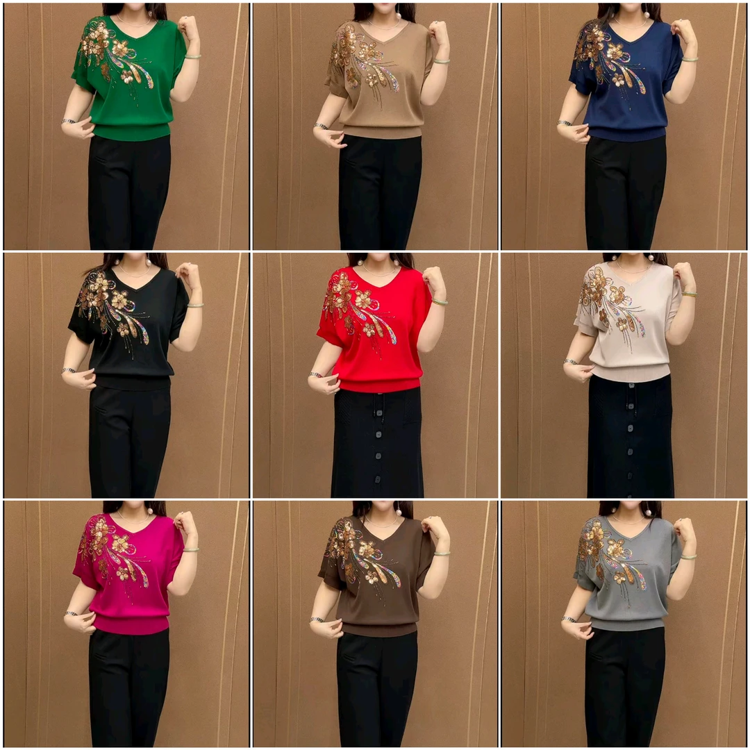 秋季妈妈装针织套头衫【百搭重工绣片】中老年韩版网红显瘦洋气春秋