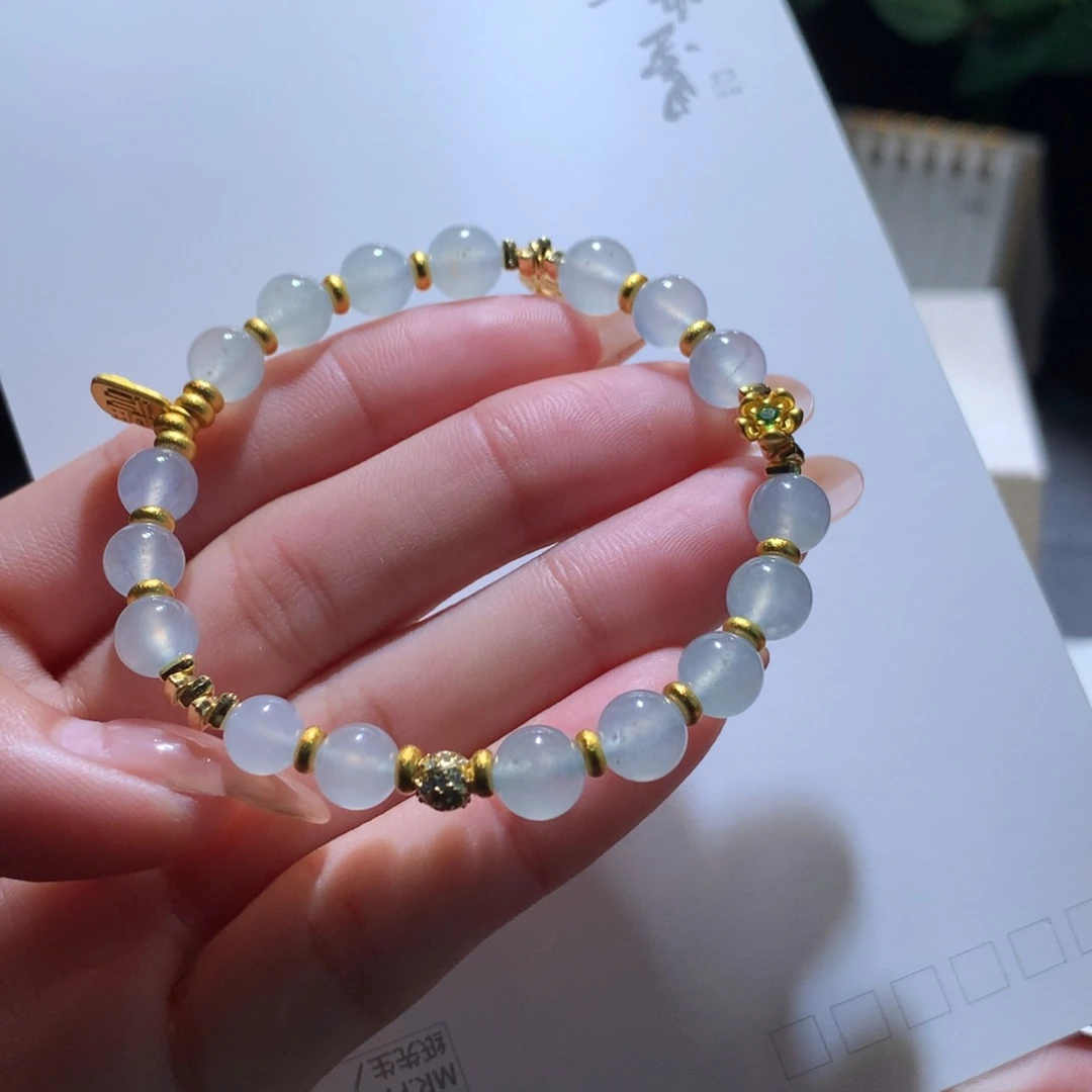 翡翠手链未镶嵌莫西沙珠珠卡6-7