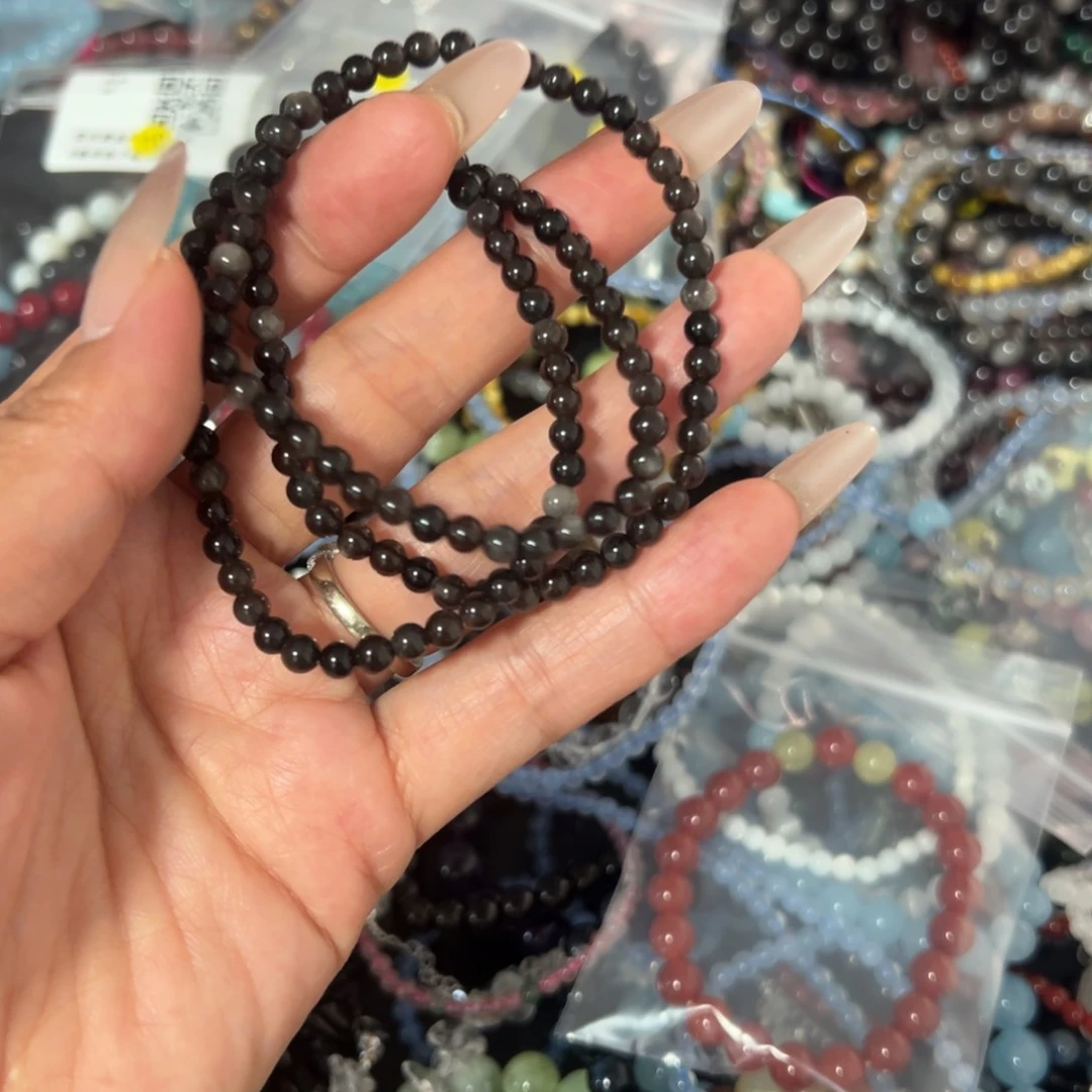 水晶手串未镶嵌三圈银曜