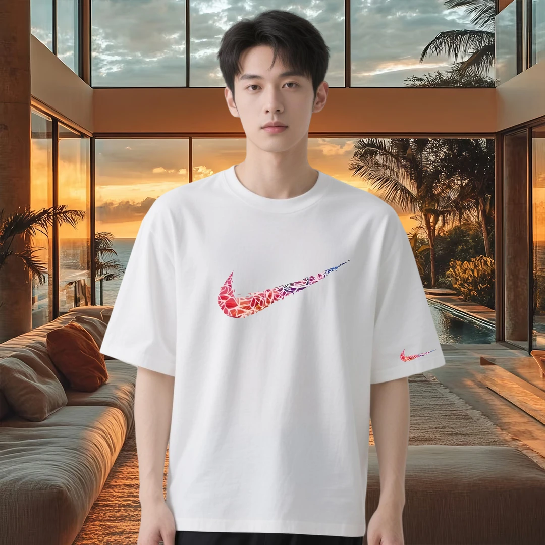 纯棉短袖t恤男士重磅潮流ins美式学生情侣百搭T白色轻奢痞帅上衣