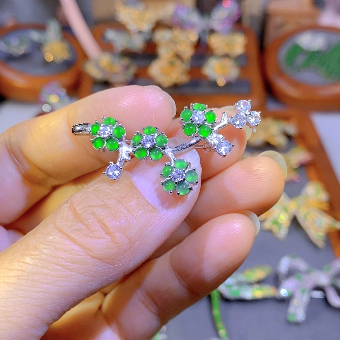 银S925镶嵌挂件翡翠