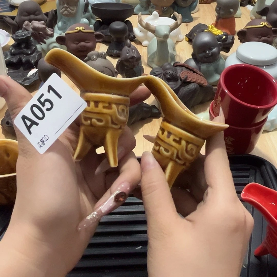 瓷片茶摆件工艺品摆件666