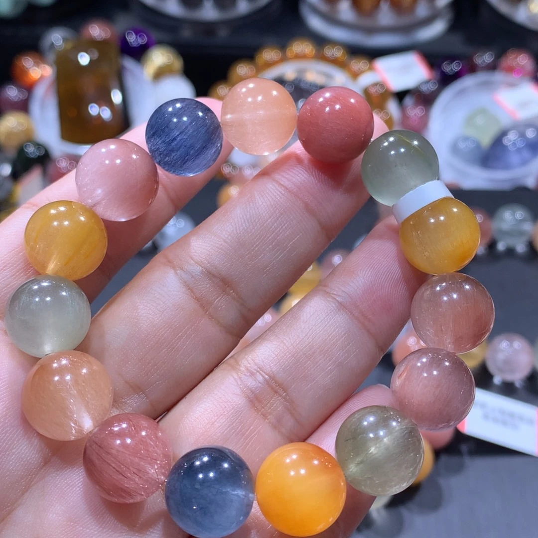 未镶嵌手链水晶彩兔毛12mm