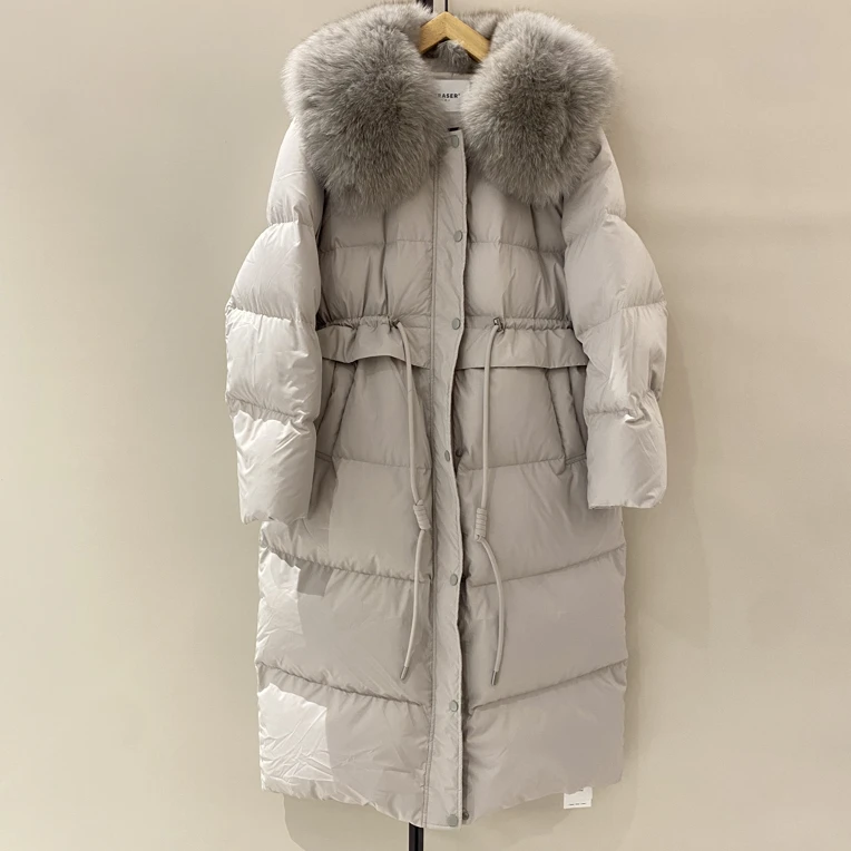 橡皮女装1254120010冬季新款长款收腰羽羽外套
