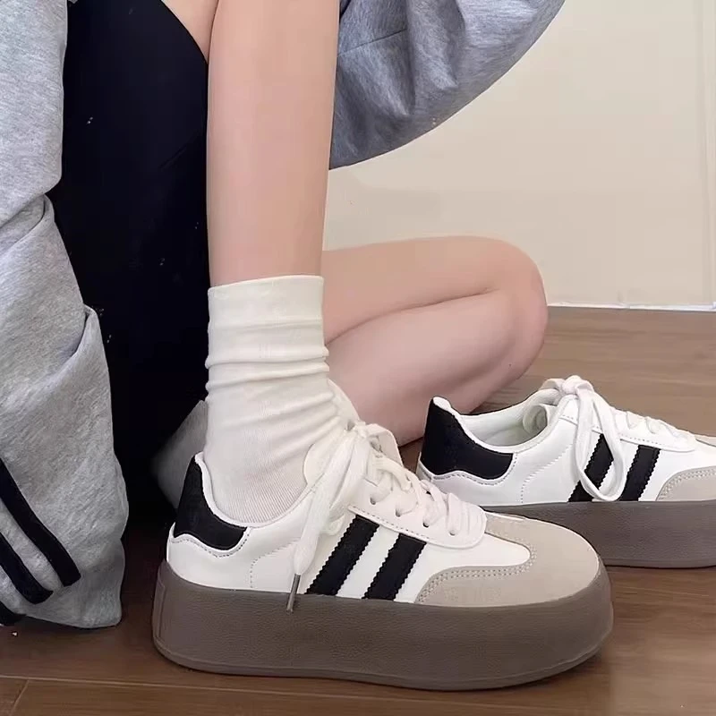 爆款德训鞋女2025新款勃肯春秋季厚底小白鞋复古休闲运动板鞋女