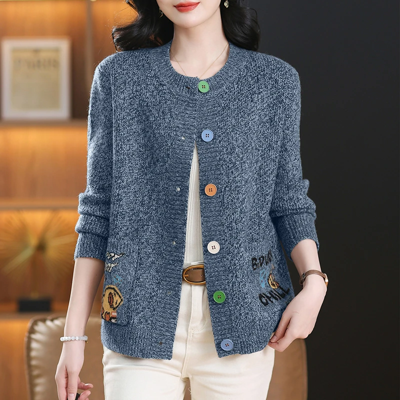 羊毛针织开衫女外搭春秋2025年新款爆款短款今年流行毛衣外套早春