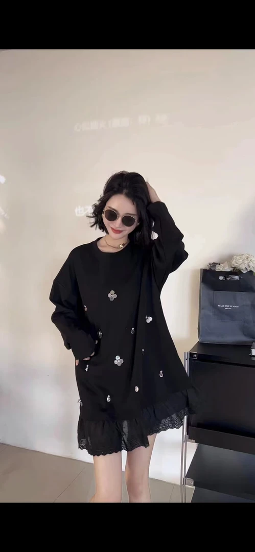 2025新款春季长袖连衣裙大码女装胖妹妹减龄亮片A字鱼尾裙子