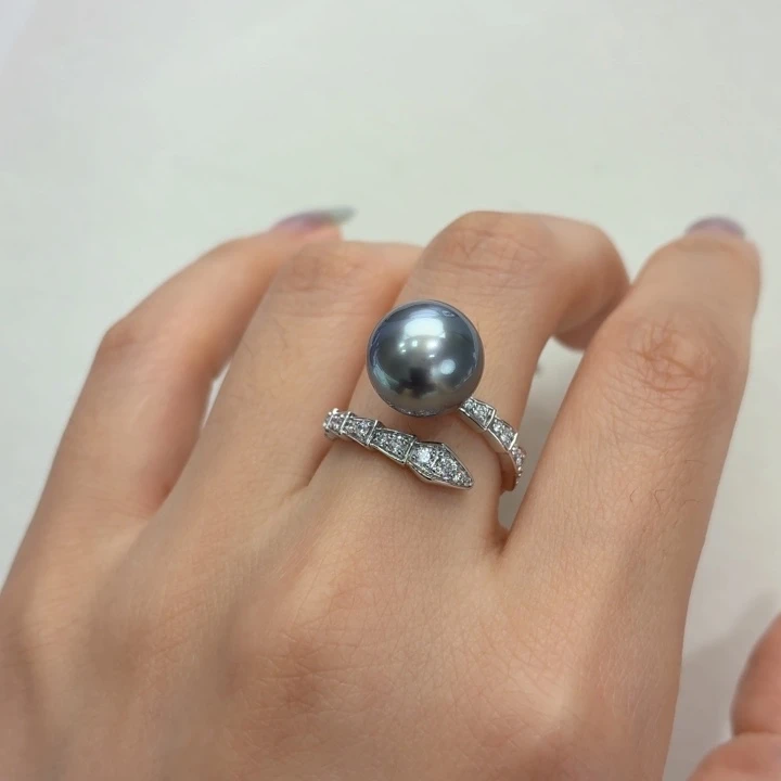 海水珍珠18K金镶嵌戒指11-12mm