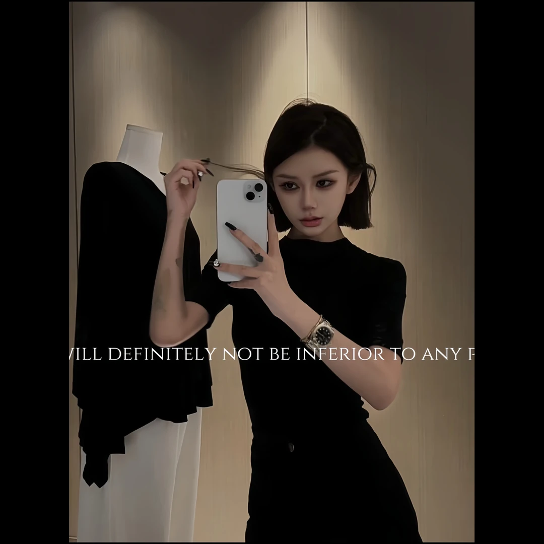 Black vitality【风生水起】高级感收身中袖定制上衣