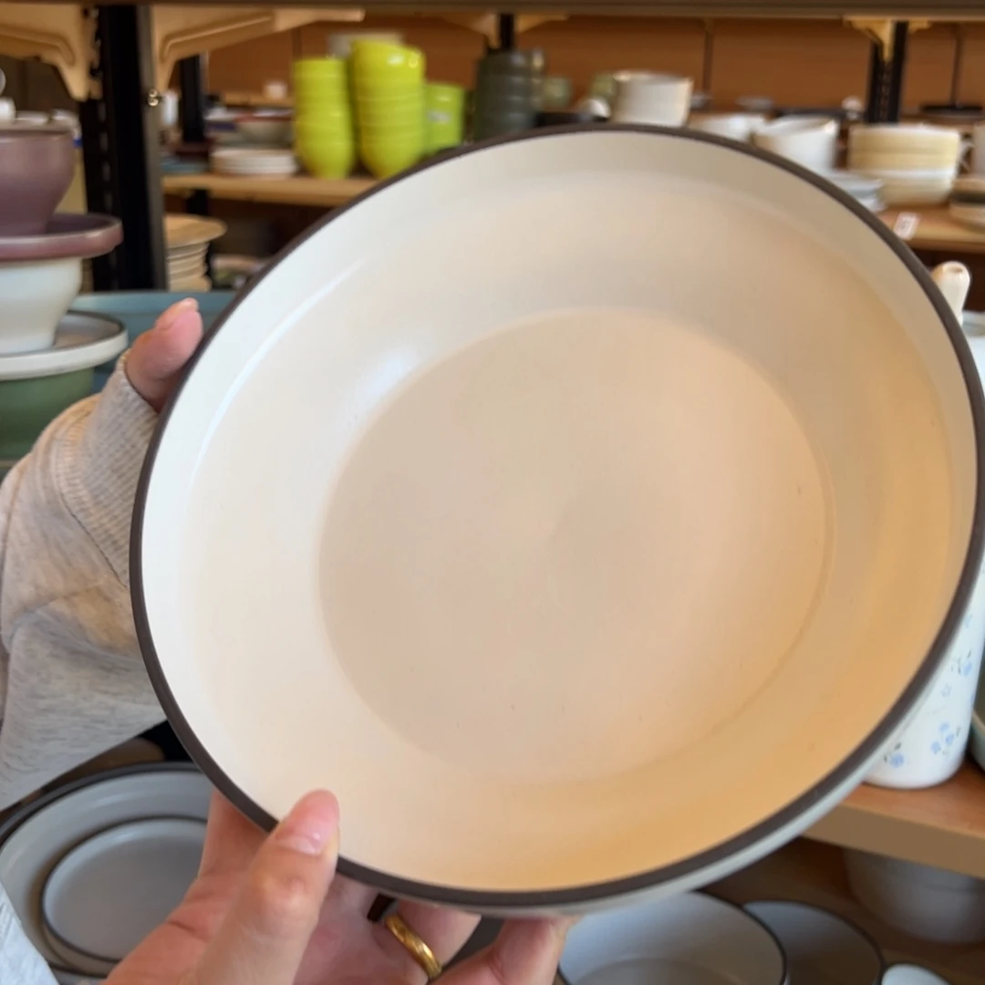 新骨瓷112瑕疵慎拍 烟灰白 9寸 深盘