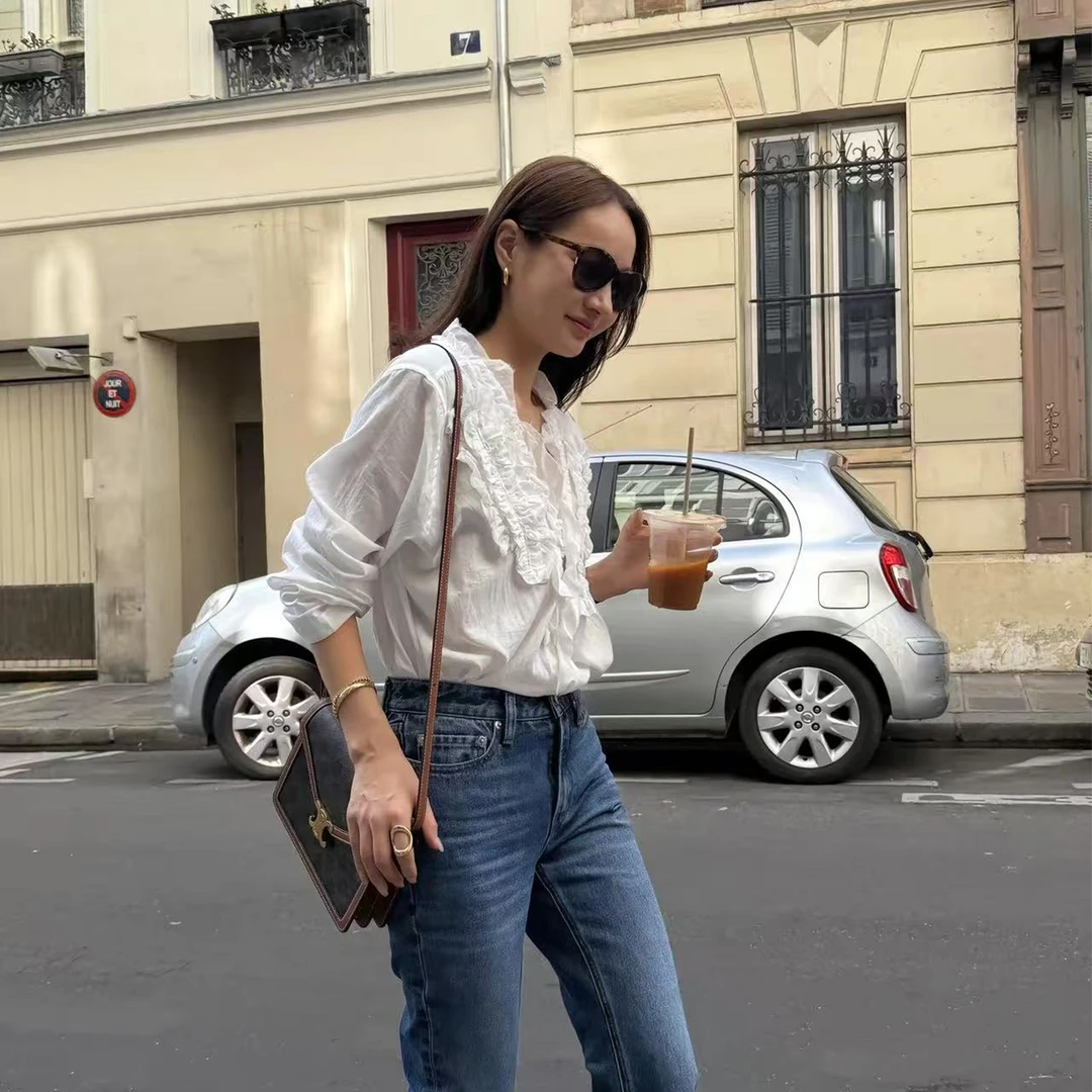 KEEP KAPU靠谱【塞纳假日】法式浪漫100棉重工花边领衬衫KP250923