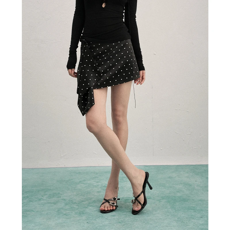 AXIA波点法式风甜辣半身裙短裙2025早秋新品包臀裙子A字裙性感