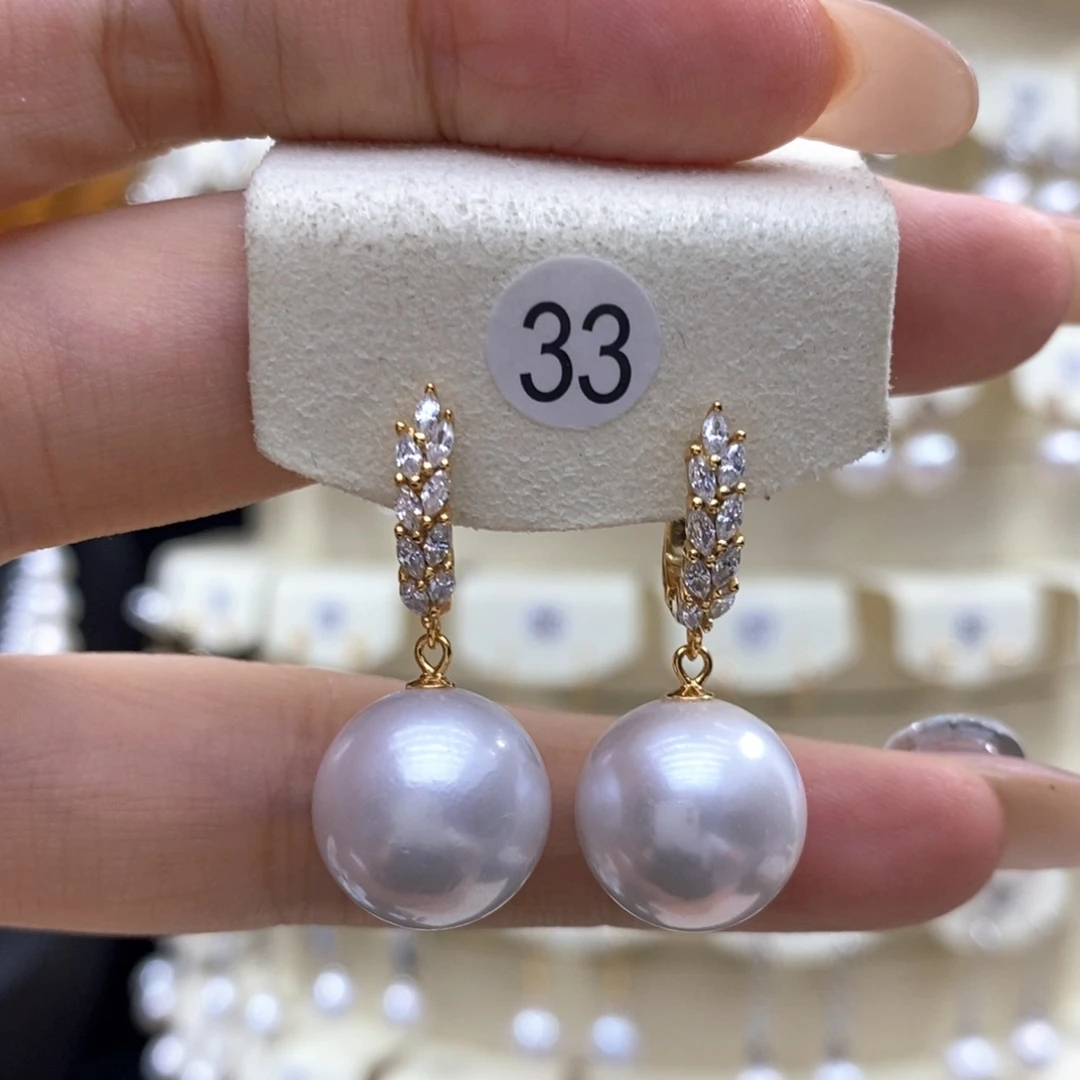 银S925镶嵌淡水珍珠耳饰