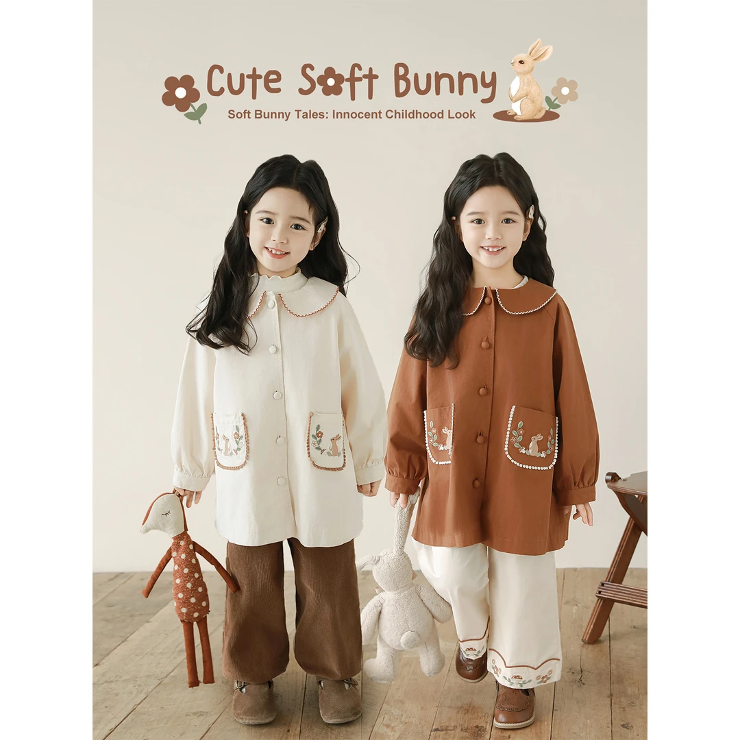 幼悠女童春装风衣外套独特洋气时髦女童装可爱超萌儿童衣服Q4265