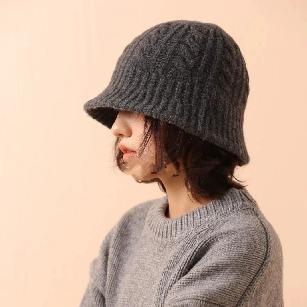 【森林·臻选】100%纯羊毛帽子女秋冬大头围毛线帽保暖显脸小渔夫帽