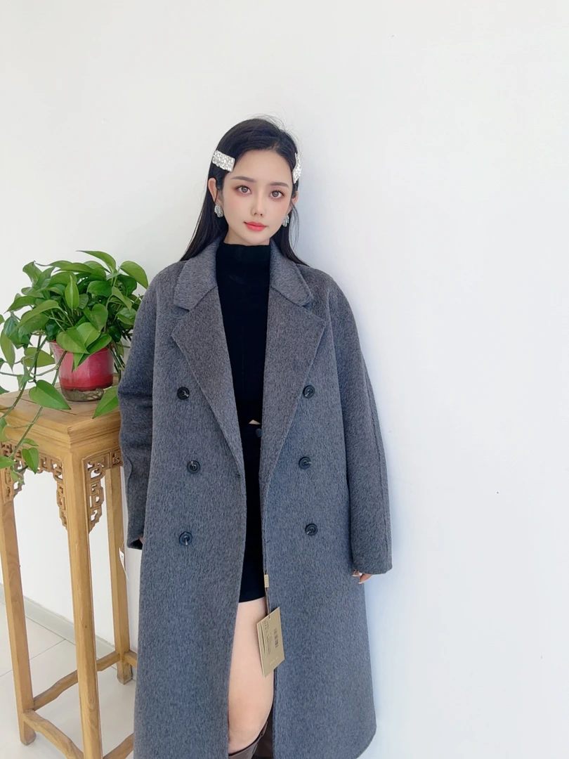 （9511）鄂市产地  西装领双排6扣斜插口袋后开叉长款百搭外套