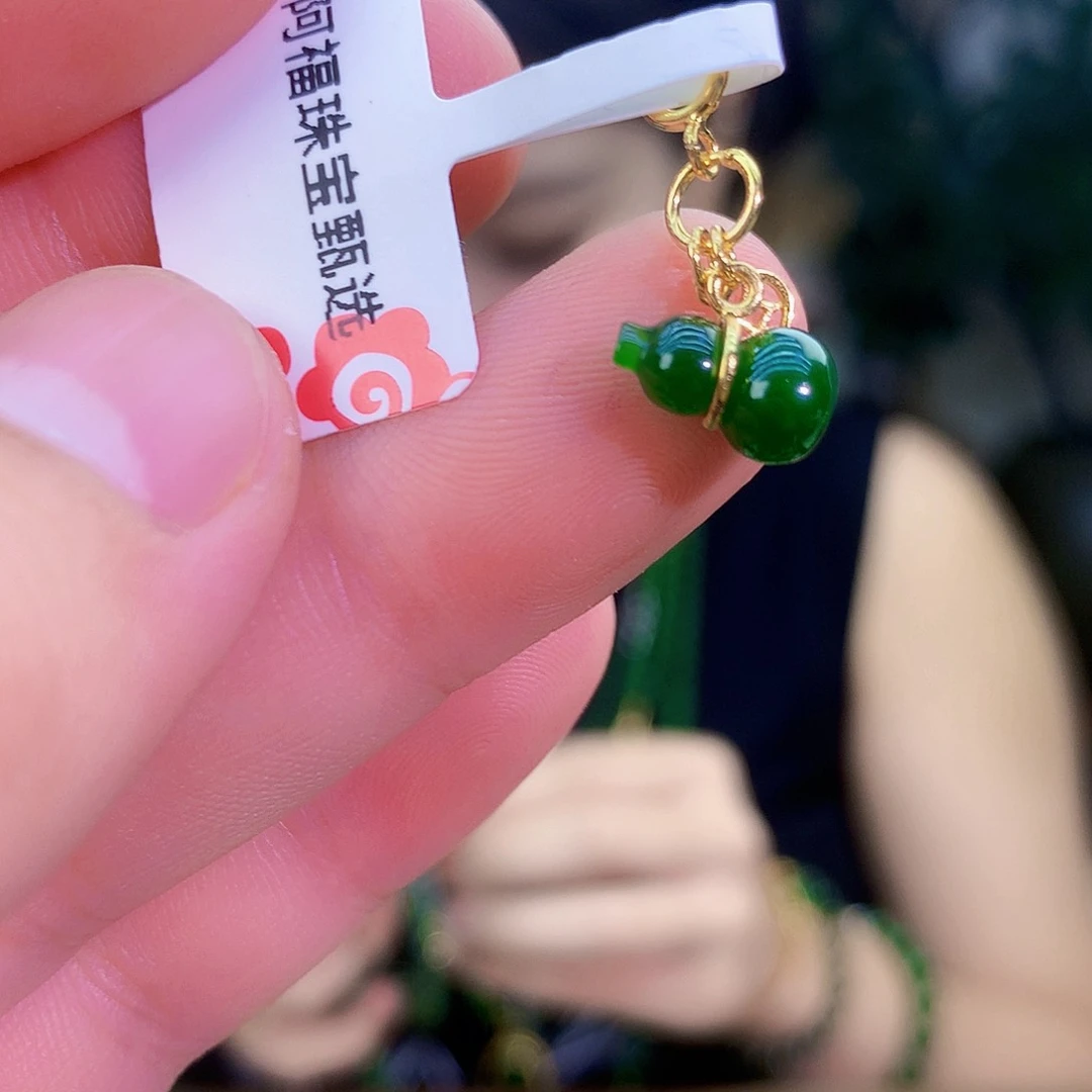 吊坠(不含链)银S925镶嵌和田玉（碧玉）吊坠