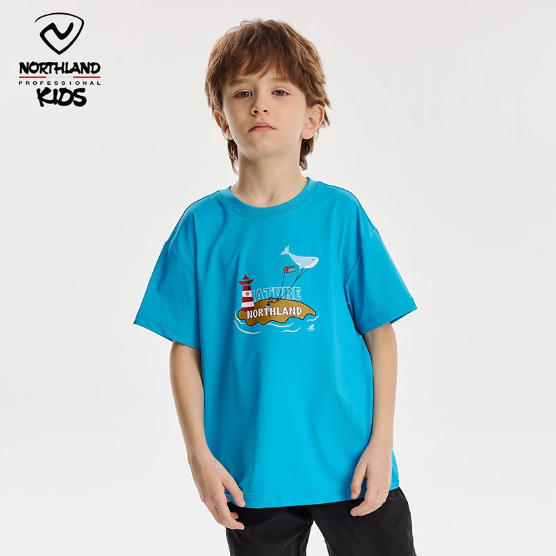 宽松萌娃穿搭字母圆领T恤防晒速干t运动上衣户外夏装童装休闲透气