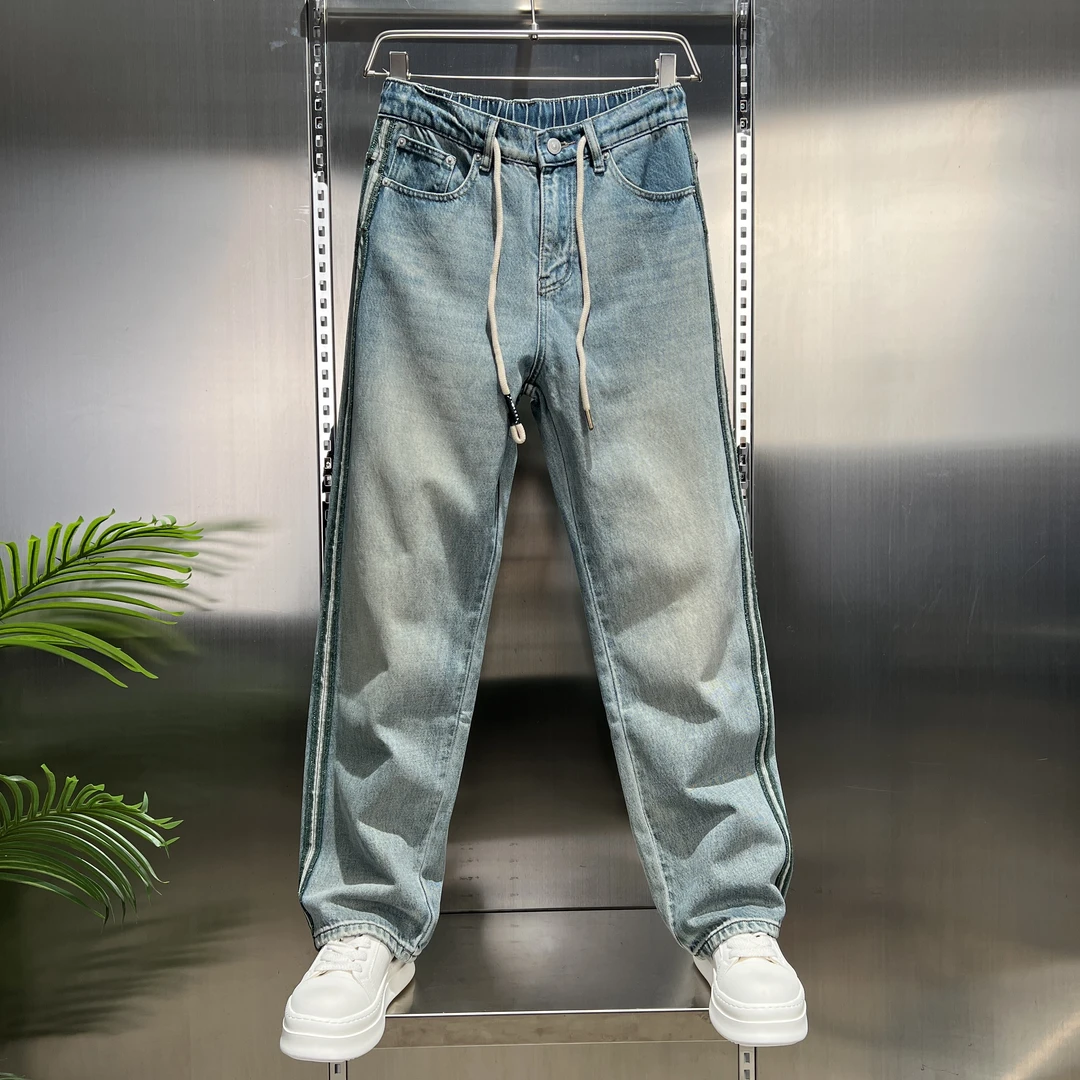 【高端】秋季常规款水洗长裤拉链男牛仔裤秋季裤子沙丘废土风复古风