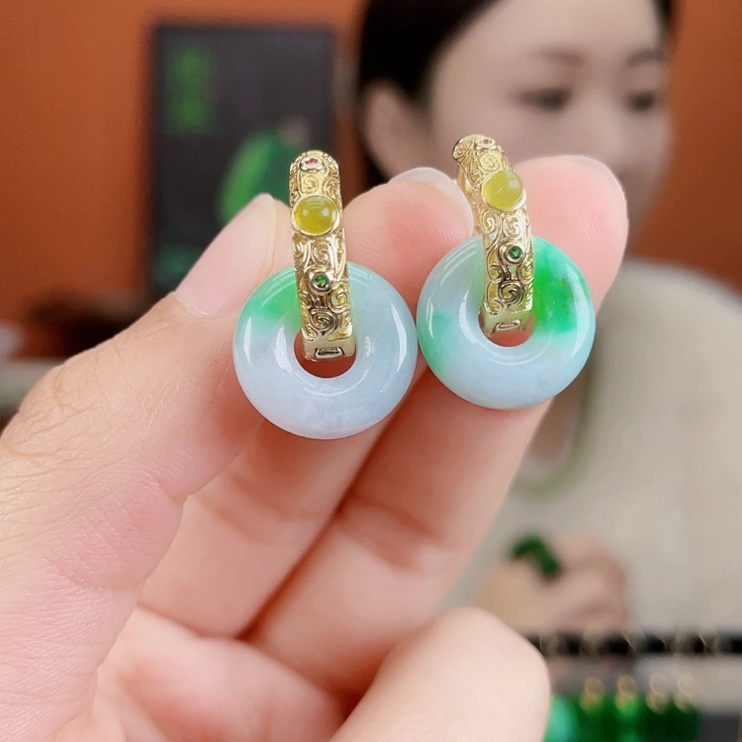 翡翠未镶嵌耳饰饰品