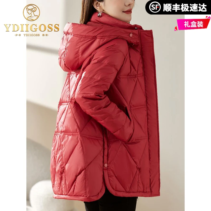 伊蒂格世羽绒服女2025冬季新款韩版高端时尚女士轻薄中长款白鸭绒