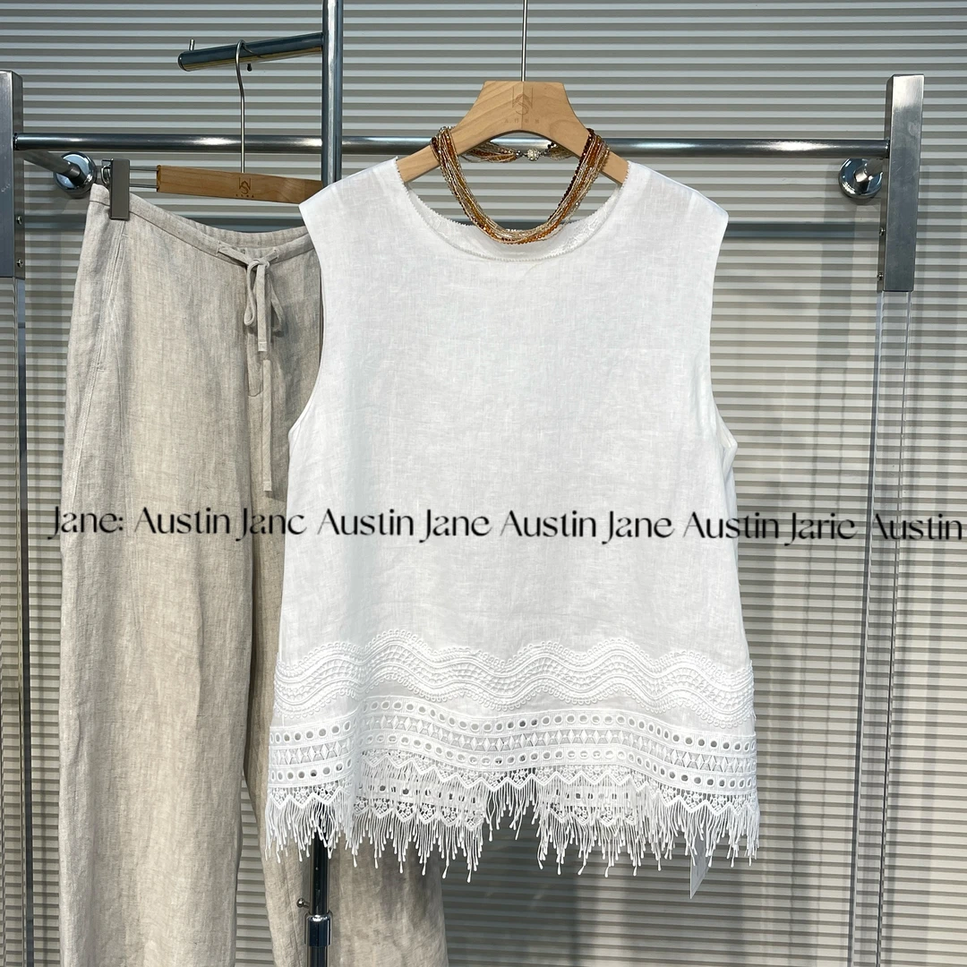 帛与绣┃金禾┃丽 -亚麻马甲女时尚减龄百搭绣花套装