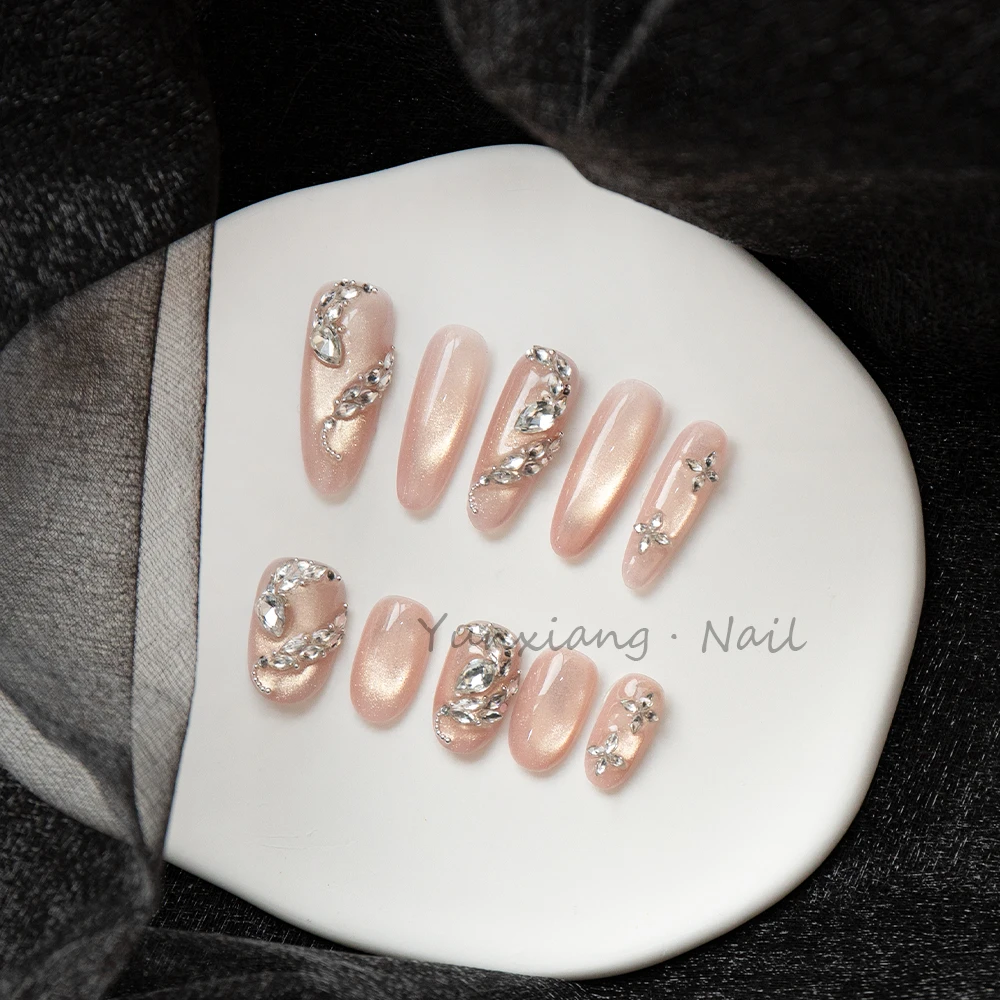 云响·Nail·「九重紫」纯手工锆石拼钻蛇高级感追光猫眼爆闪穿戴甲