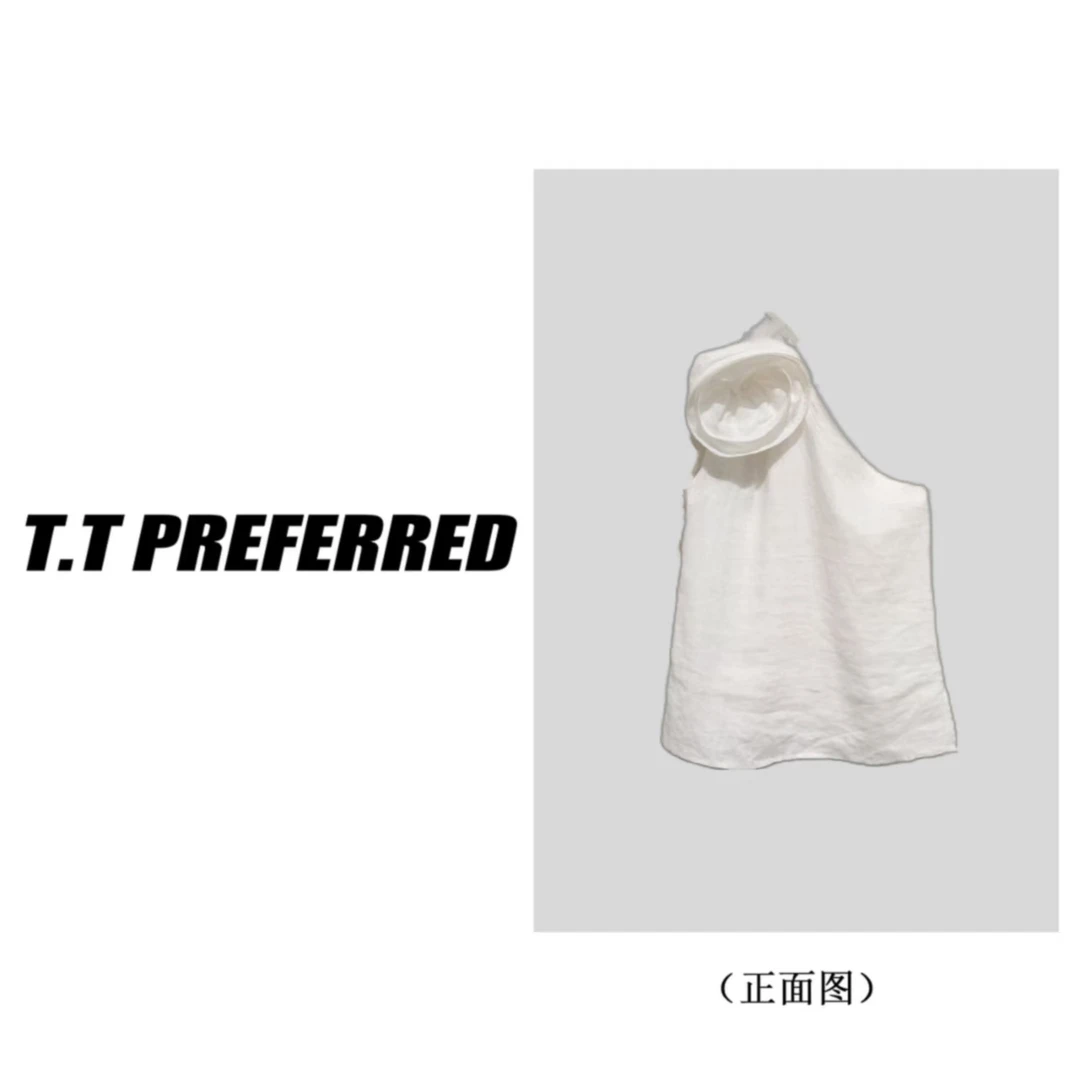 【T.T】2025春季新款设计师款斜肩背心