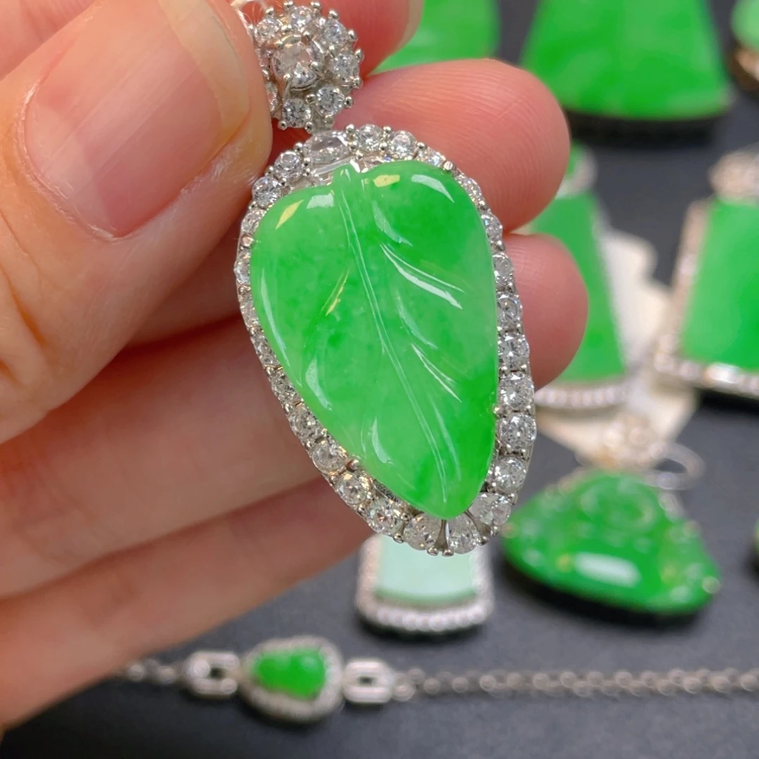 翡翠银S925镶嵌吊坠(不含链)