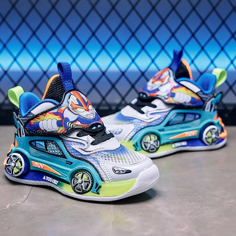 奥特曼童鞋汽车男童鞋夏款儿童鞋子3-6岁8发光透气男款小童运动鞋