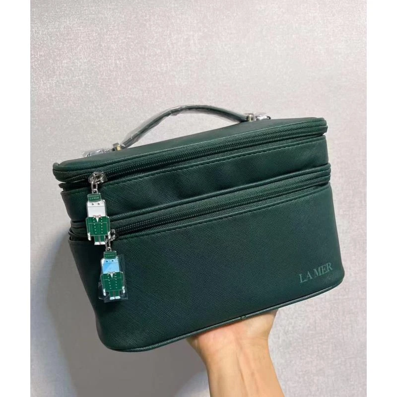 【小海蓝】k45化妆箱复古双层收纳箱大容量化妆包手提包