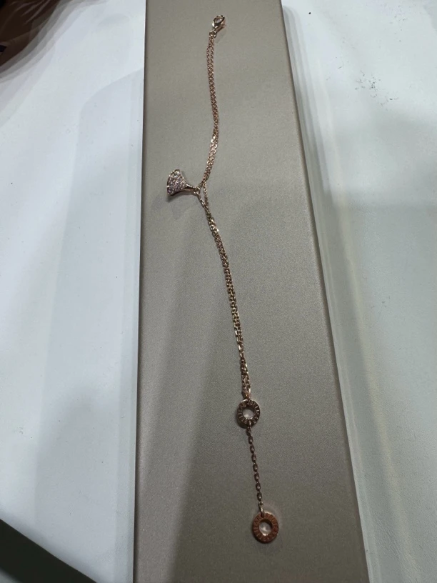 实验室培育钻石18k玫瑰金小扇子满钻手链(15调节17厘米)