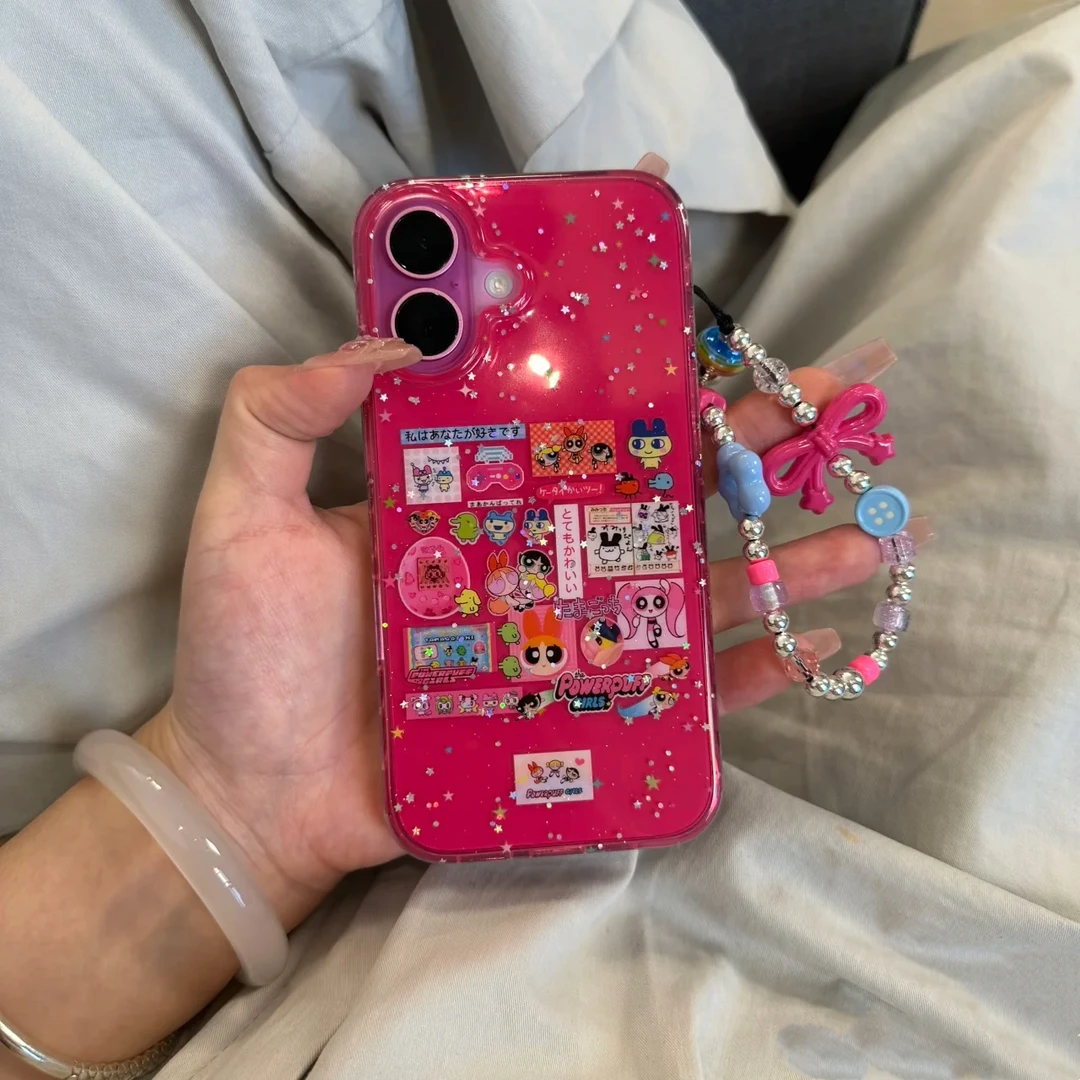 玫粉飞天女警拓麻适用手机壳苹果16promax女iPhone15卡通14新款13
