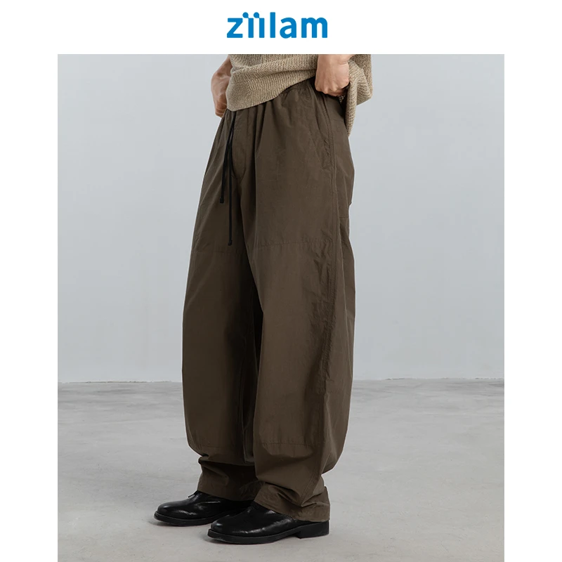 ziilam枝蓝 松紧腰系带工装裤新款男款休闲长裤原创设计2025春夏