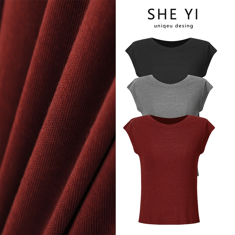 黑色正肩短袖t恤女款夏季穿搭2025新款时尚洋气减龄百搭气质上衣
