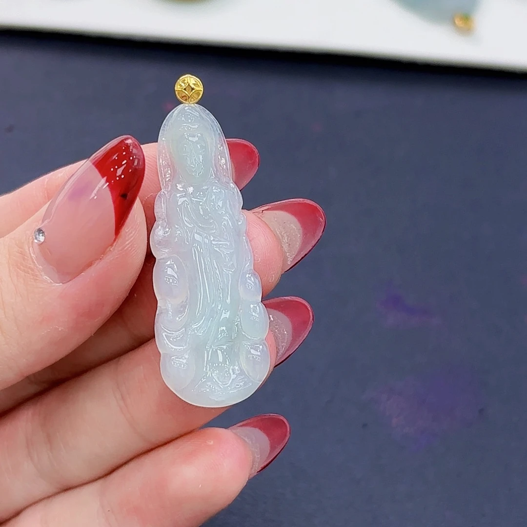 翡翠18K金镶嵌颈饰绝**三精品•吊坠