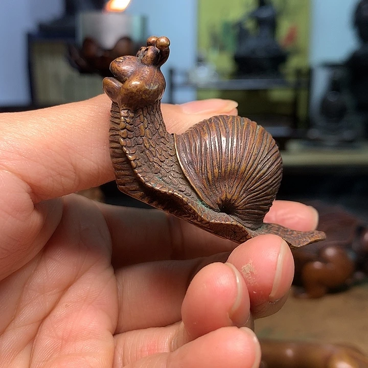铜小蜗牛 茶宠 摆件