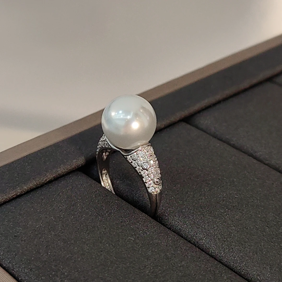 925银戒指 S925银冷白12MM满锆银色奢华大气戒指