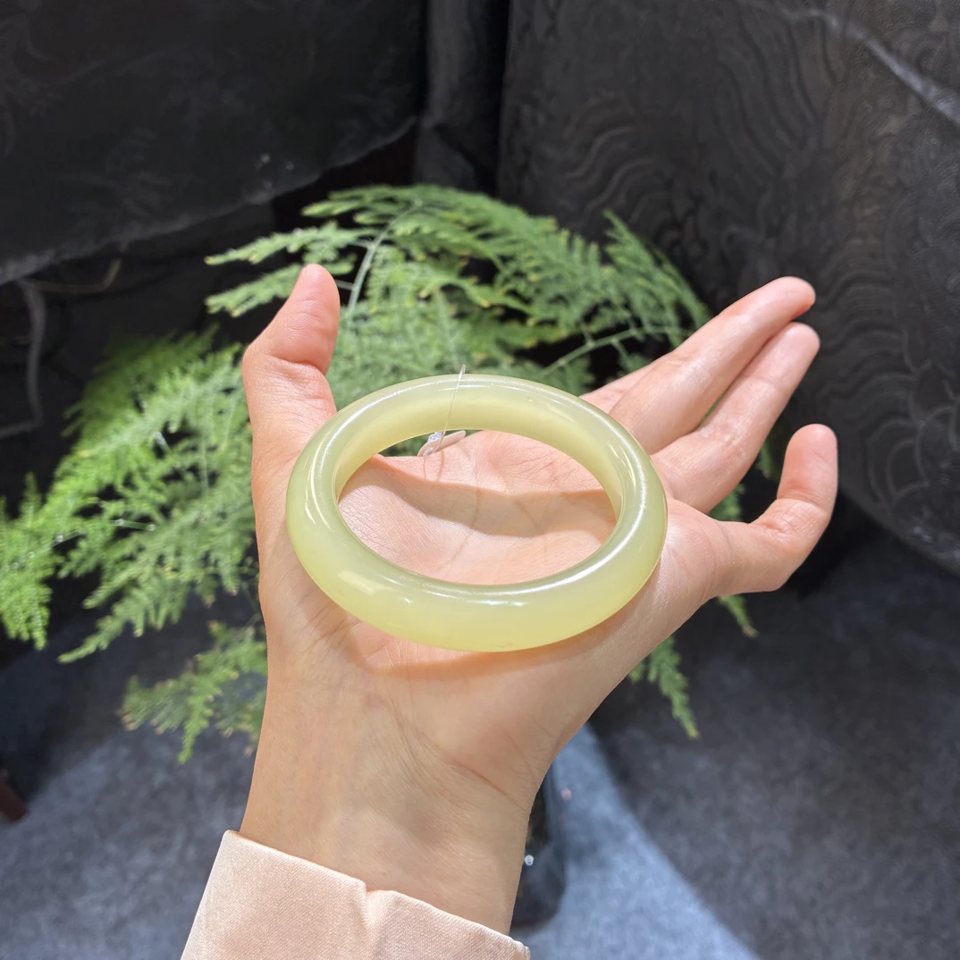 【古冉优选】和田玉新疆若羌冰底黄口手镯53➕