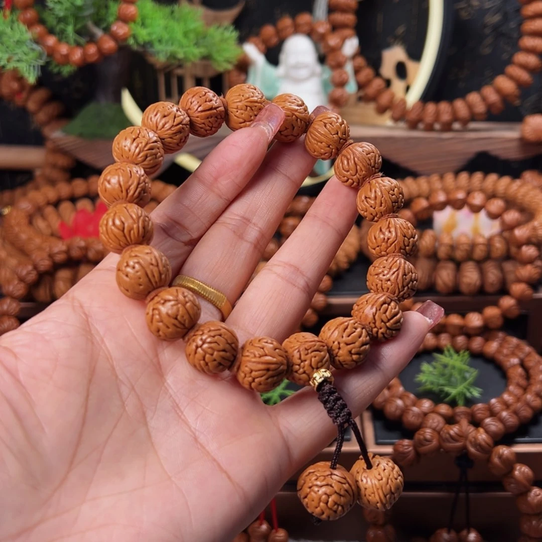桃核手串15野生龙纹凤羽手持